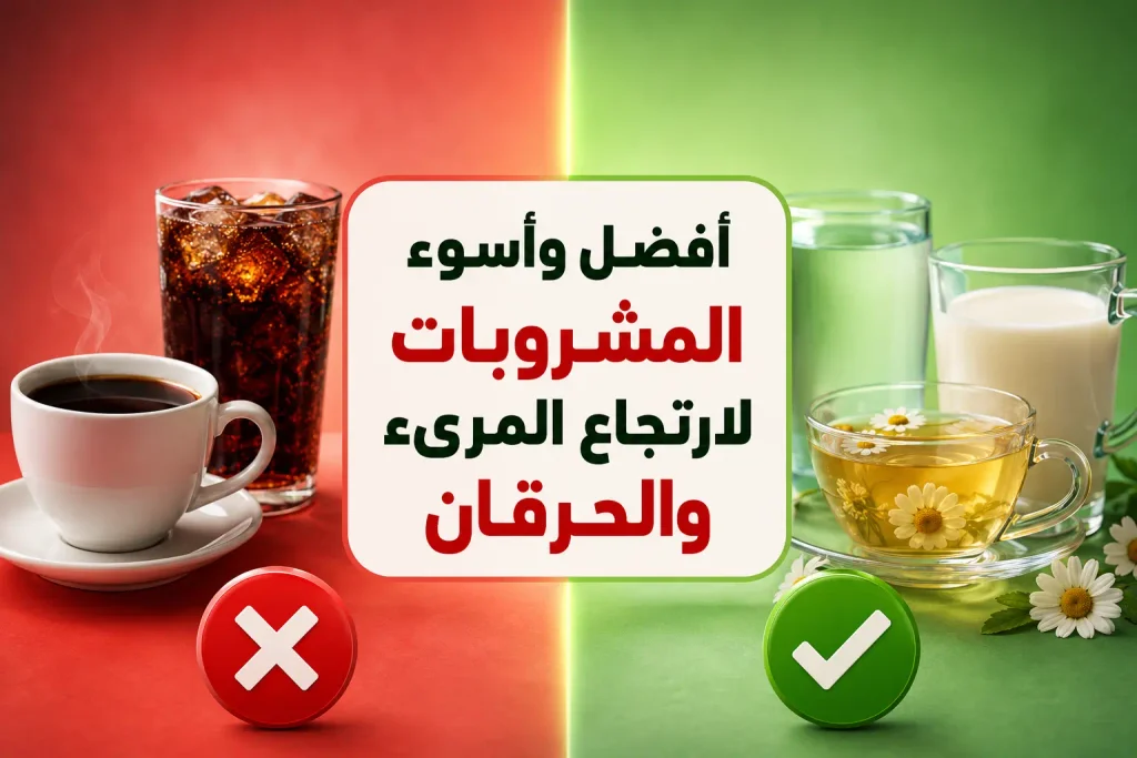 المشروبات المسموحة والممنوعة لمرضى ارتجاع المريء وحرقة المعدة.