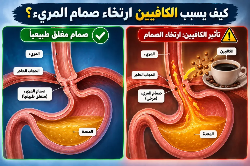 تأثير الكافيين على العضلة العاصرة للمريء وارتجاع المرىء
