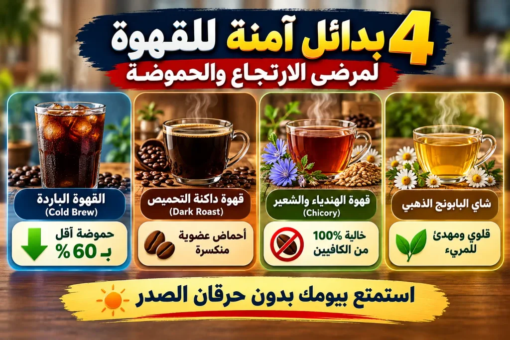 بدائل القهوة الآمنة ومنخفضة الحموضة لمرضى الارتجاع